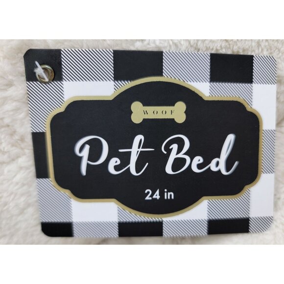 Woof Pet Bed 24" Teal/ Mint  & White   Plush Lining Polyester Fiber New with Tag - Picture 3 of 7